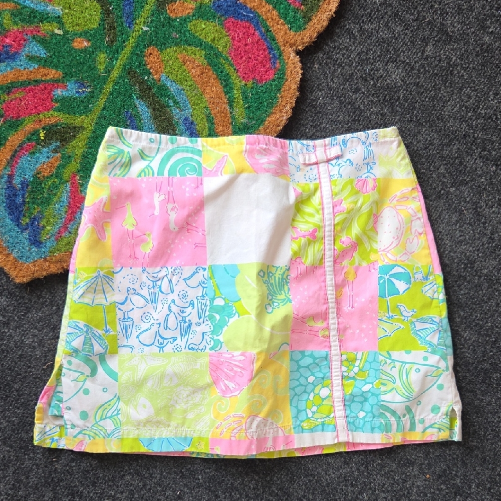 Lilly Pulitzer Pink Blue Mini Pencil Skirt